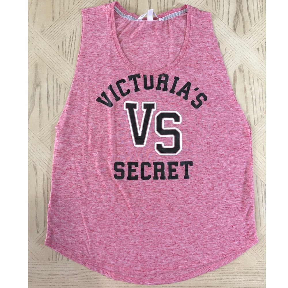 Victoria's Secret VS Pink Red Heathered Sleep Tank Top‎ Sleeveless Womens Small